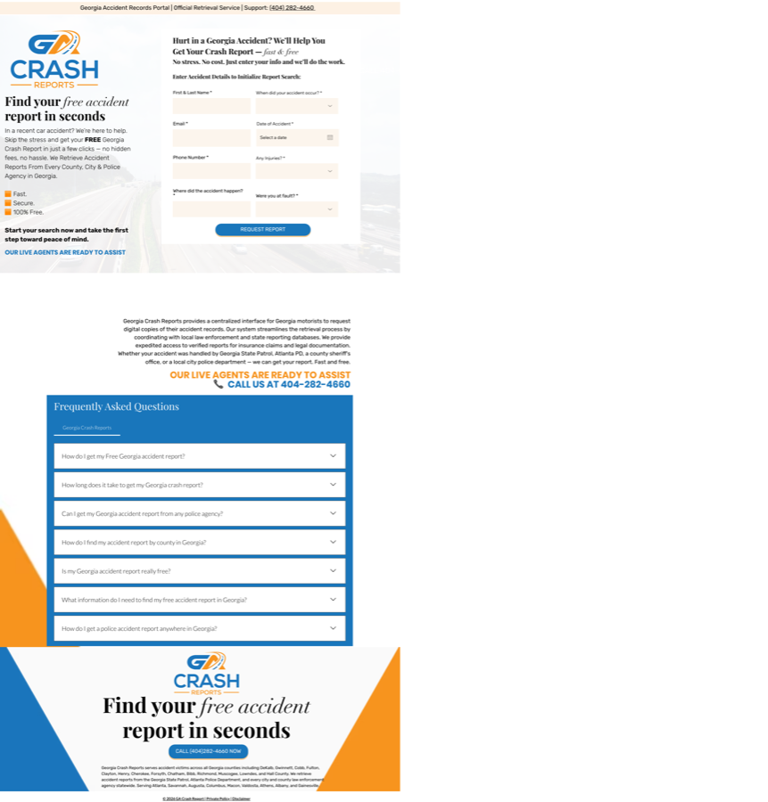GACrashReports.com full homepage